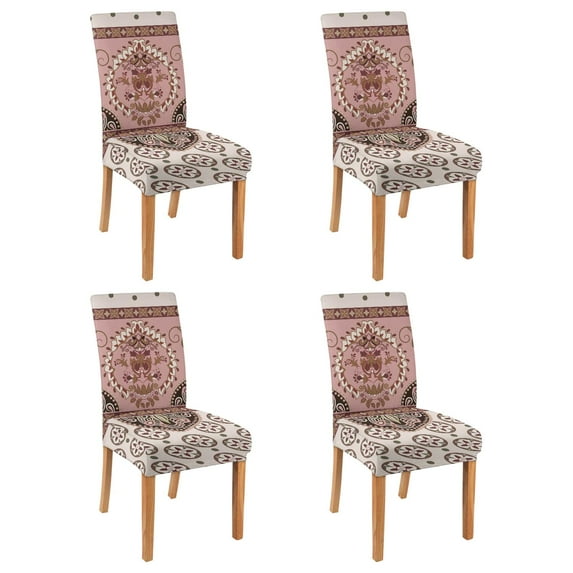Colorful Classic Paisley Vintage Dining Chair Covers Set of 4 Bohemian Floral Ethnic Retro Decorative Pattern Washable Polyester Stretch Slipcovers Removable Protector for Farmhouse Decor