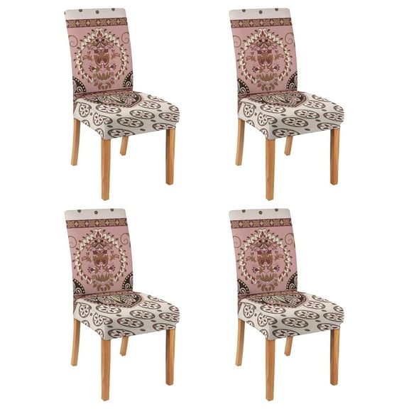 Colorful Classic Paisley Vintage Dining Chair Covers Set of 4 Bohemian Floral Ethnic Retro Decorative Pattern Washable Polyester Stretch Slipcovers Removable Protector for Farmhouse Decor