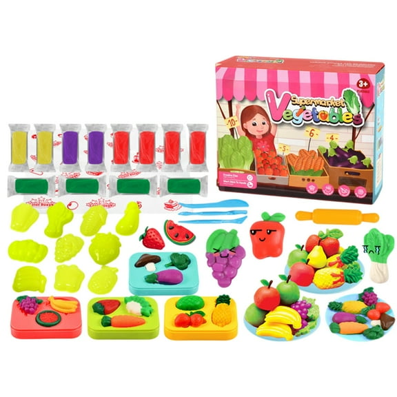 Colorful Clay DIY Food Molds Set Pizza Burger Ice Cream Shapes Modeling Dough Kit for 4-6 Years Creative Arts and Crafts Activity