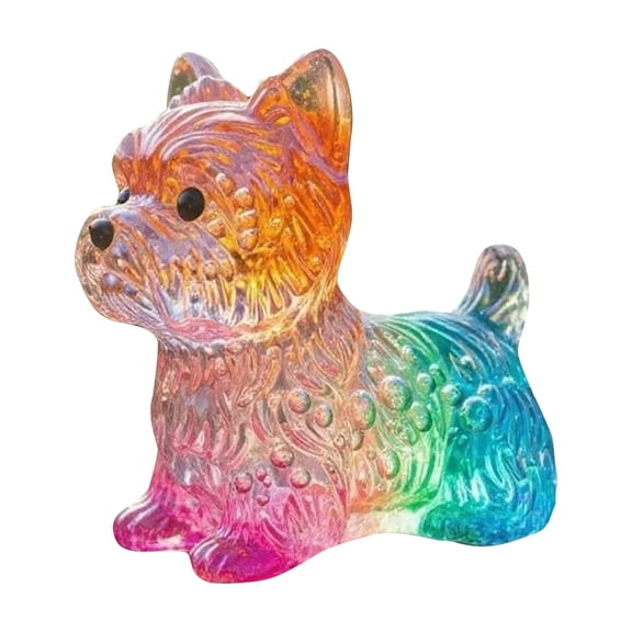 Colorful Clear Glass Puppy Figurine, Dog Ornament With Gradient Effect, Decorative And Collectible Glass Dog Ornament For Desks Bookshelves Windowsills, Ideal Gift For Holidays
