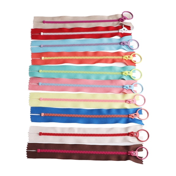 Colorful Close End Resin Zippers 11.8 Inches / 30 cm Heavy Duty Smooth Sewing Fastener Slides for Tailor Crafting DIY Bag Clothing Repair Pack of 10