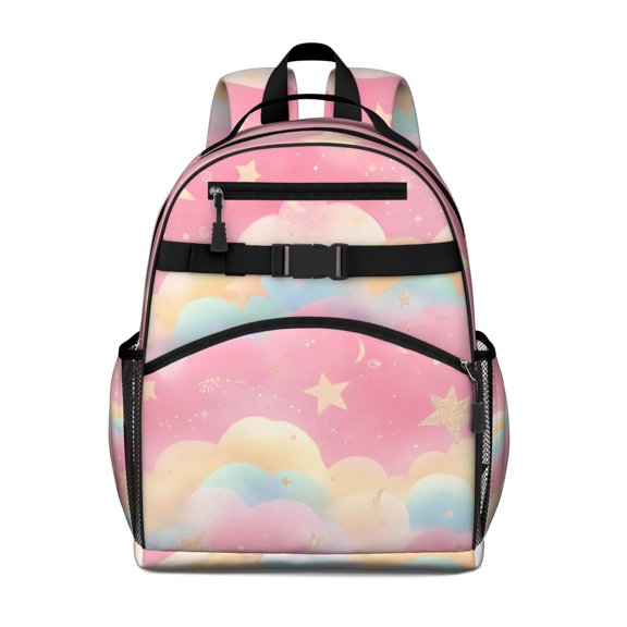 Colorful Cloud Star Pattern Backpack for School,Cute School Bag,Schoolbag with Adjustable Shoulder Straps & Padded Back,15.25"x11.5"x5.25"