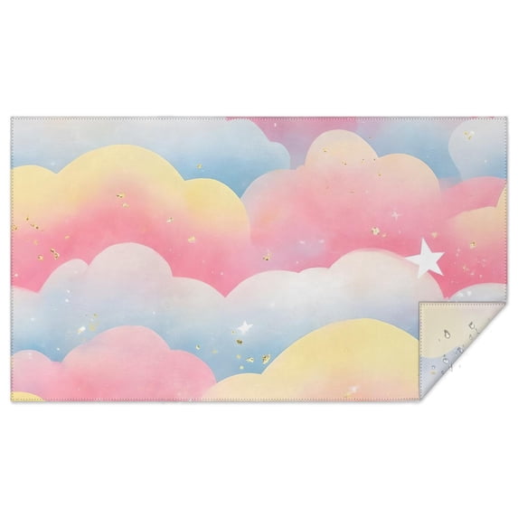 Colorful Cloud Star Pattern Rectangle Tablecloth 60"x102",Waterproof Polyester Rectangle Table Cloth, Wipeable Spillproof Polyester Tablecloth for Dining, Camping, Indoor and Outdoor