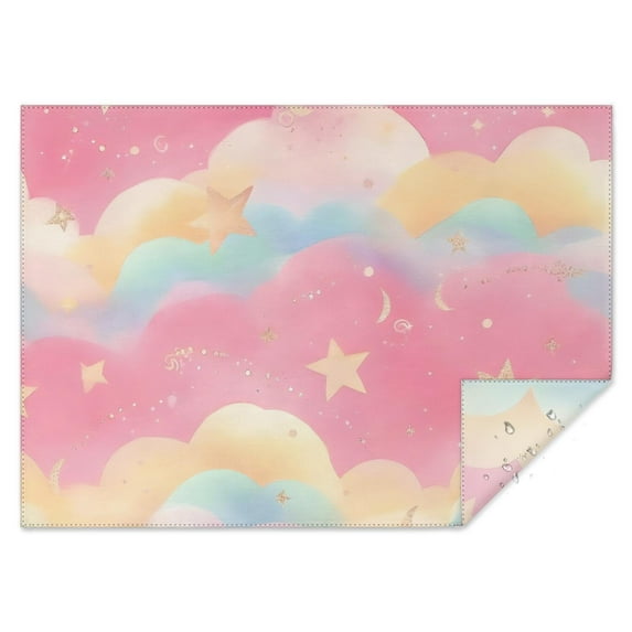 Colorful Cloud Star Pattern Rectangle Tablecloth 60"x84",Waterproof Polyester Rectangle Table Cloth, Wipeable Spillproof Polyester Tablecloth for Dining, Camping, Indoor and Outdoor