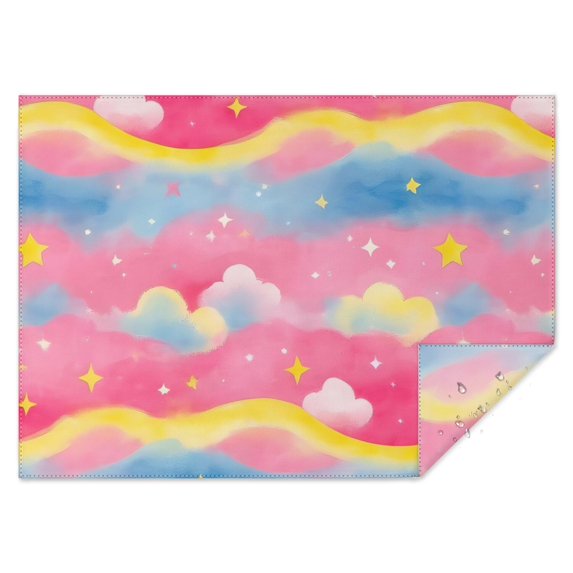 Colorful Cloud Star Pattern Rectangle Tablecloth 60"x84",Waterproof Polyester Rectangle Table Cloth, Wipeable Spillproof Polyester Tablecloth for Dining, Camping, Indoor and Outdoor