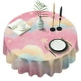 thumbnail image 1 of Colorful Cloud Star Pattern Round Tablecloth 60"x60",Wrinkle Wipeable Table Cloth for Kitchen Dining Room Picnic Patio Party, 1 of 6