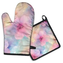Colorful Cloud Star Tie Dye Pattern Kitchen Oven Mitt and Pot Holder Sets 2 Pcs for Baking, Cooking and Grilling, Heat Resistant Up To 392 °F