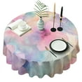thumbnail image 1 of Colorful Cloud Star Tie Dye Pattern Round Tablecloth 60"x60",Wrinkle Wipeable Table Cloth for Kitchen Dining Room Picnic Patio Party, 1 of 6