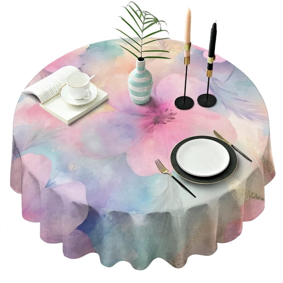 Colorful Cloud Star Tie Dye Pattern Round Tablecloth 60"x60",Wrinkle Wipeable Table Cloth for Kitchen Dining Room Picnic Patio Party
