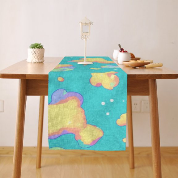 Colorful Cloud Table Runner, Seasonal Fall Winter Kitchen Dining Table Decoration for Home Party Decor 13 x 90 Inch