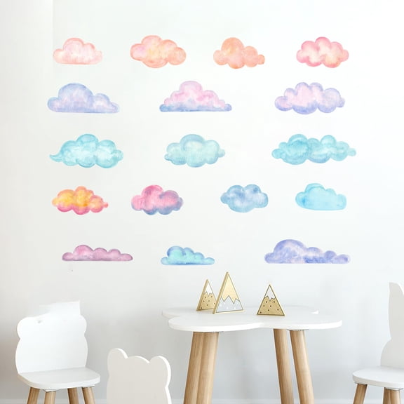 Colorful Cloud Wall Decals Vinyl Stickers Peel and Stick for Kids Bedroom Living Room Nursery Wall Art Decor