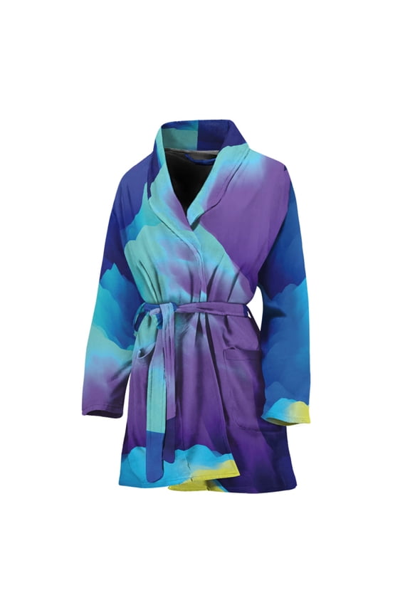 Colorful Cloud Women Bathrobe One Size Univeral Fits Fashion Lightweight Plush Fleece Long Robe For Women