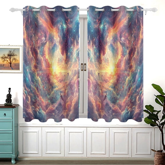 Colorful Cloud with Sunrise Blackout Curtains for Living Room Bedroom 55W x 54L Insulated Window Drapes 2 Panels