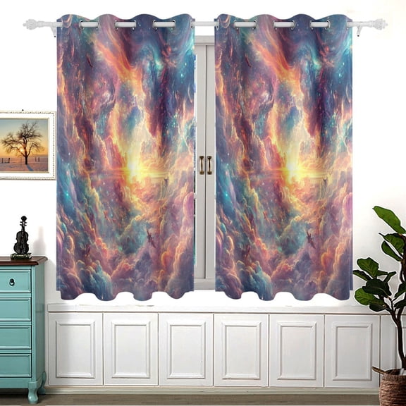 Colorful Cloud with Sunrise Blackout Curtains for Living Room Bedroom 55W x 54L Insulated Window Drapes 2 Panels