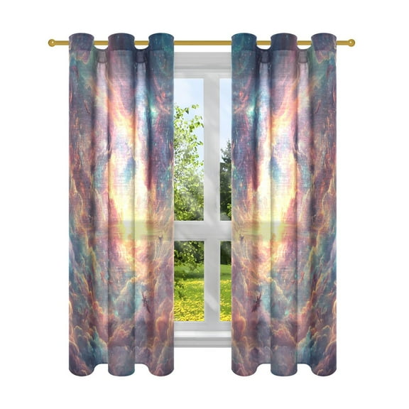 Colorful Cloud with Sunrise Semi Sheer Curtains for Living Room Bedroom Set of 2 Insulated Window Drapes