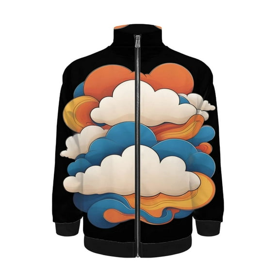 Colorful Clouds Art Print Jacket Men's Street Cool Long Sleeves Coat Personality Tops Oversized Zipper Jackets Male Clothes