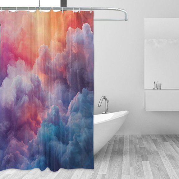 Colorful Clouds Dreamy Colors Shower Curtains with 12 Hooks Waterproof Bathroom Decor 66" x 72"