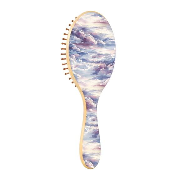 Colorful Clouds Natural Wooden Hair Brush with Cushion for Gentle Scalp Massage