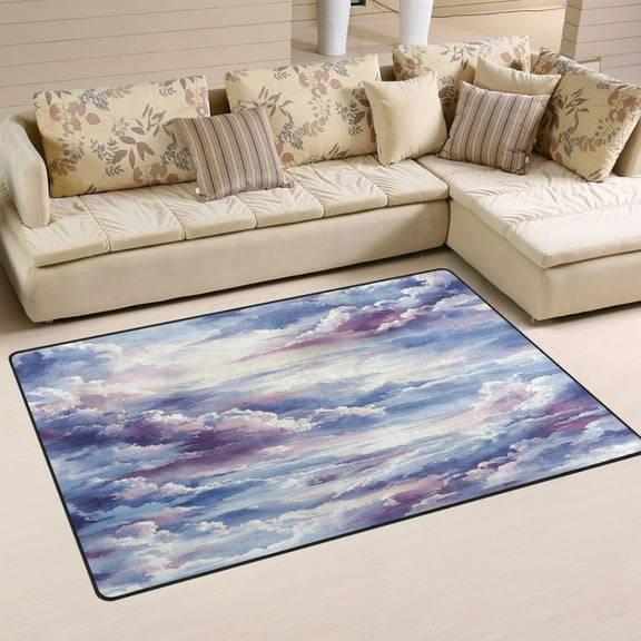 Colorful Clouds Soft Polyester Area Rug 31''x20'', Non Slip, Memory Foam, Water Absorbent
