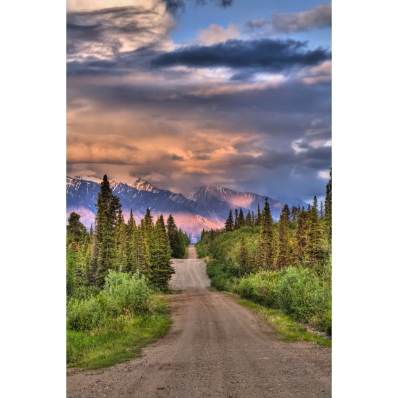 Colorful Clouds At Sunset Over The Wrangell Mountains And Nabesna Road In Wrangell-St Elias National Park And Preserve Southcentral Alaska Summer Hdr Canvas Art - Lucas Payne Design Pics (12 x 19)