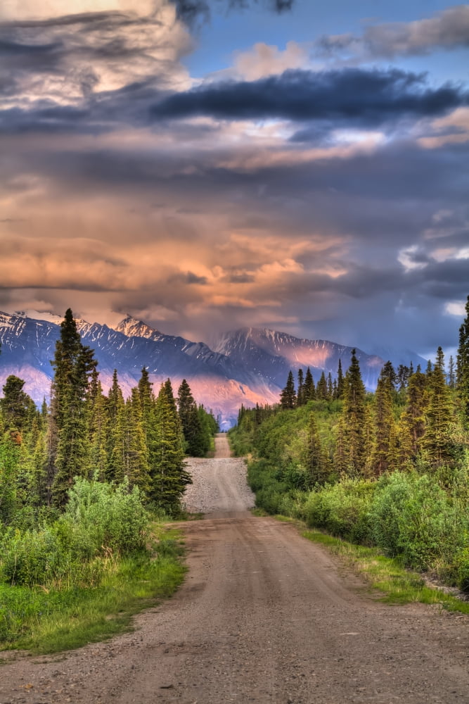 Colorful Clouds At Sunset Over The Wrangell Mountains And Nabesna Road In Wrangell-St Elias National Park And Preserve Southcentral Alaska Summer Hdr Canvas Art - Lucas Payne Design Pics (24 x 38)