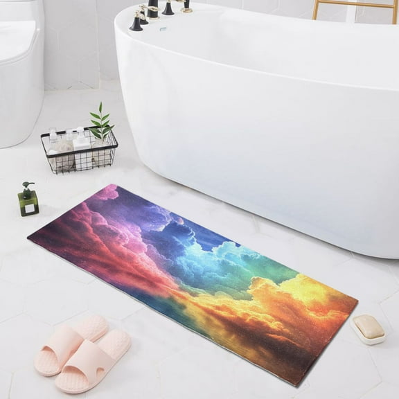 Colorful Clouds over Water Bath Mat 39x20 Non-Slip Bathroom Rugs Absorbent Soft Plush Quick Dry for Tub Shower Kitchen Home Decor