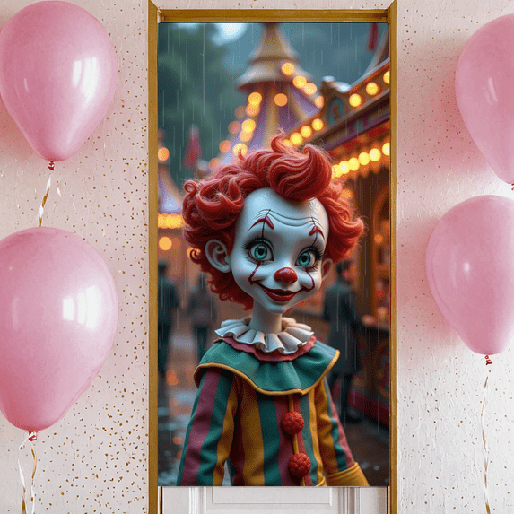 Colorful Clown Face Banner Carnival Theme Halloween Decoration for Party Fun Celebration Event