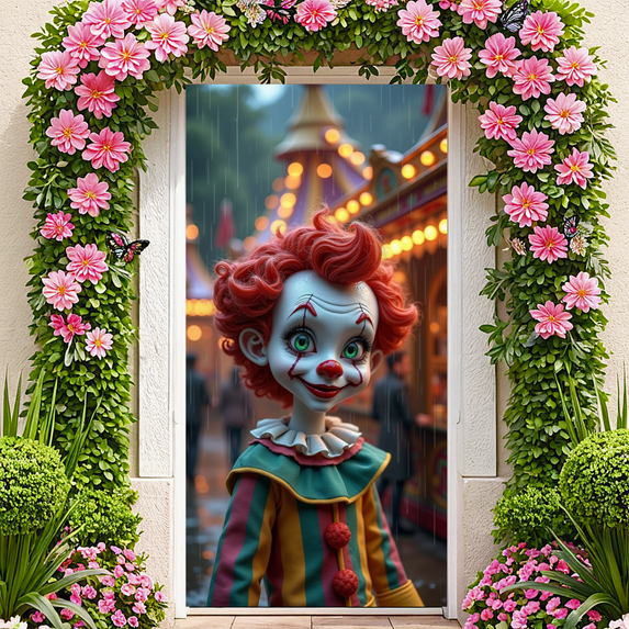 Colorful Clown Face Banner Carnival Theme Halloween Decoration for Party Fun Celebration Event