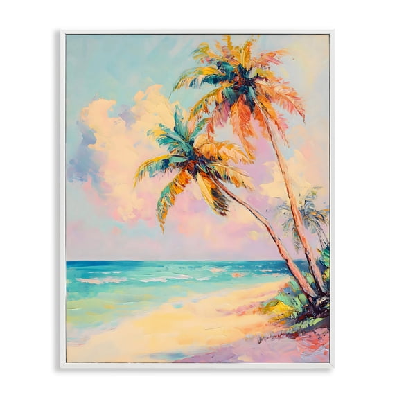 Stupell Industries Colorful Coastal Scene White Framed Giclee Art, design by Creative Studio, 30 x 24