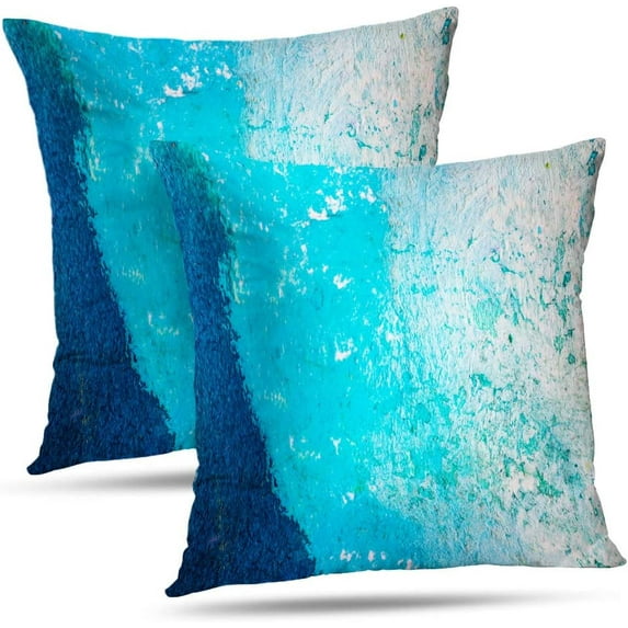 Colorful Cobalt Blue Watercolor Color Pillow Cover, Abstract Art Grunge Decorative Throw Pillows Cushion Cover for Bedroom Sofa Living Room 18 x 18 Inch Set of 2