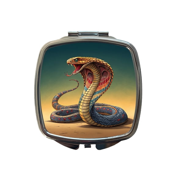 Colorful Cobra Snake Reptile Travel Makeup Handbag Purse Small Pocket Compact Mirror