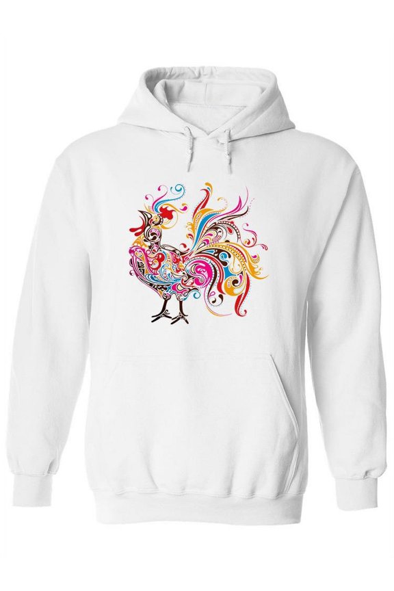 Colorful Cock With Patterns Hoodie Women -Image by Shutterstock, Female Large
