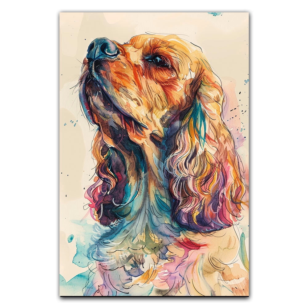 Colorful Cocker Spaniel Wall Art Abstract Dog Posters Animal Canvas ...