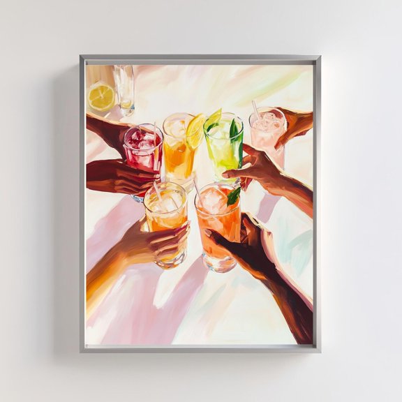 Colorful Cocktail Art Summer Drinks Beverage Illustration, Unframed Paper Poster 8x10in