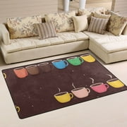 Colorful Coffee Collection Soft Polyester Area Rug 31x20, Non Slip, Memory Foam, Water Absorbent