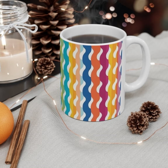 Colorful Coffee Mug, Rainbow Coffee Cup, Creat Patterned Tea Cup, Abstracoffee Cup, Gift Her, Gift Him.