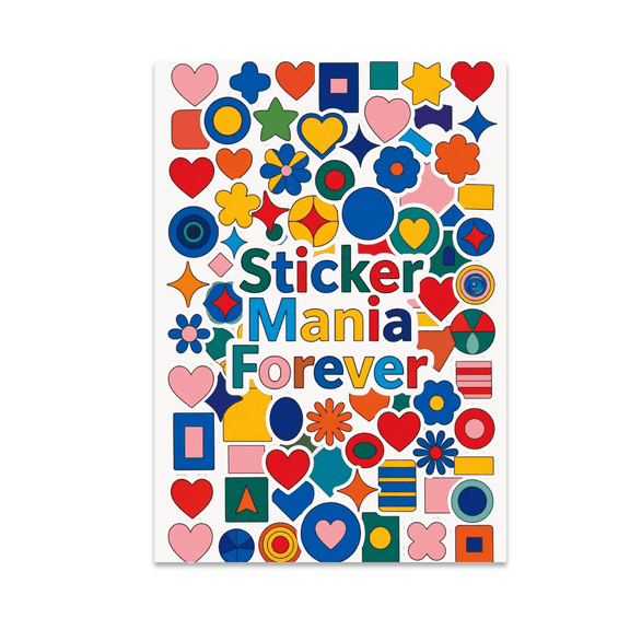 Colorful Collage Wall Art - Sticker Enthusiast - 13x19 Poster Print