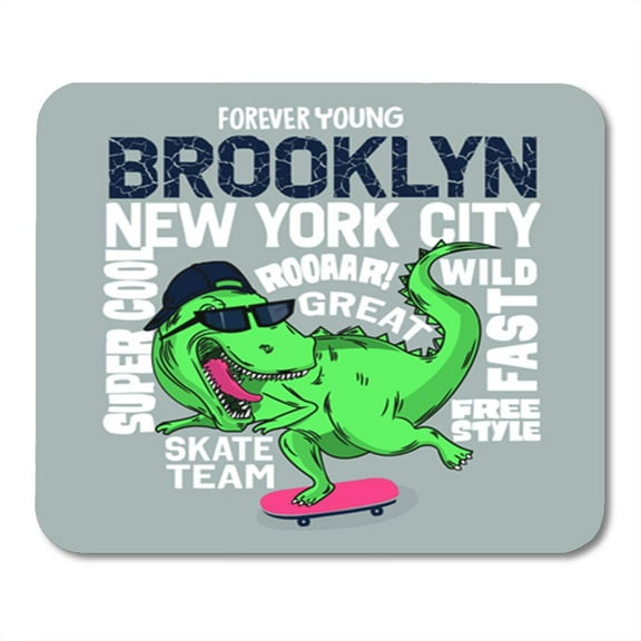 Colorful College New York Skater Dinosaur Brooklyn Vintage Tee Cool Mousepad Mouse Pad Mouse Mat 9x10 inch
