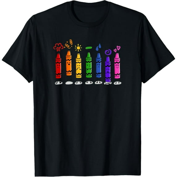 Colorful Color Crayon Attitudes Emotions of the Rainbow T-Shirt