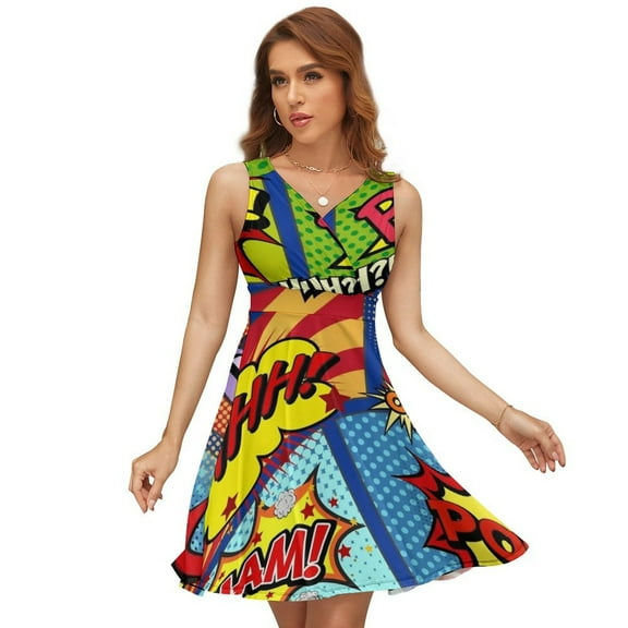 Colorful Comic Book Panels Sundress Sleeveless Dress Summer Women Clothes Dress for Women Dresses