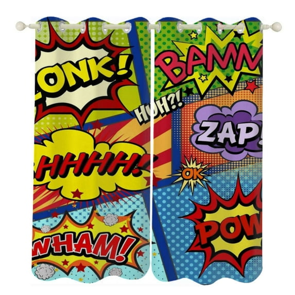 Colorful Comic Book Panels Sunshade Curtains Home Bedroom Living Room Dining Room Home Decor Window Drapes 2 PCS