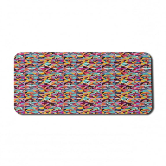 Colorful Computer Mouse Pad, Grunge Effect Complex Design with Vibrant Colored Triangles as Small Particles, Rectangle Non-Slip Rubber Mousepad X-Large, 35" x 15", Multicolor, by Ambesonne
