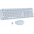 thumbnail image 1 of Colorful Computer Wireless Keyboard Mouse Combos, Typewriter Flexible Keys Office Full-Sized Keyboard, 2.4GHz Dropout-Free Connection and Optical Mouse (Blue-White), 1 of 5