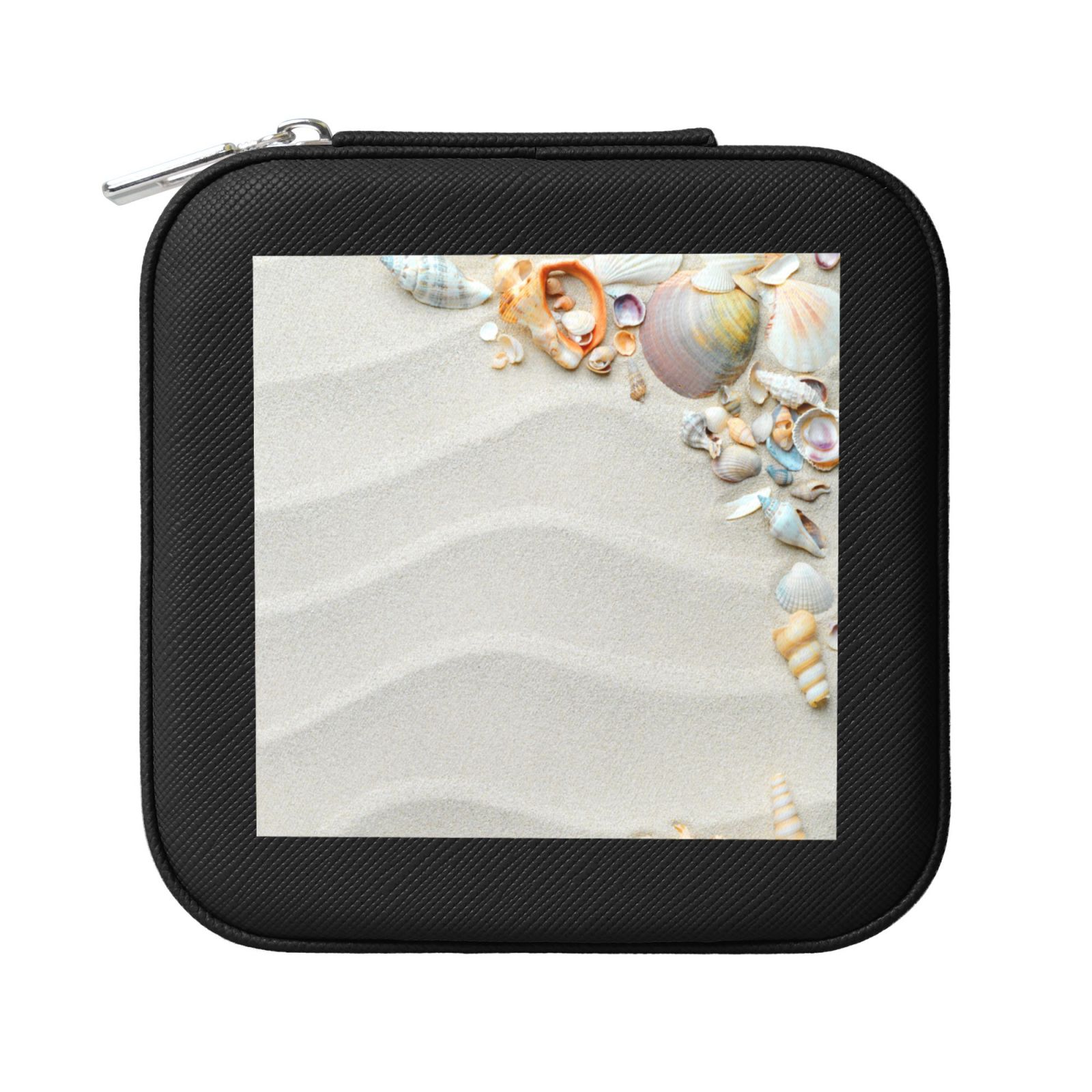 Colorful Conches And Seashells Printed, Square PVC Leather Jewelry Box