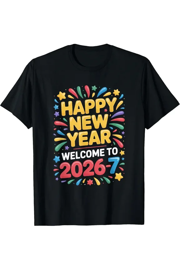 Colorful Confetti Happy New Year 2027 Unisex Graphic Short Sleeve T-Shirt