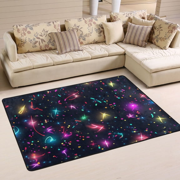 Colorful Confetti and Lights Soft Polyester Area Rug 36''x24'', Non Slip, Memory Foam, Water Absorbent