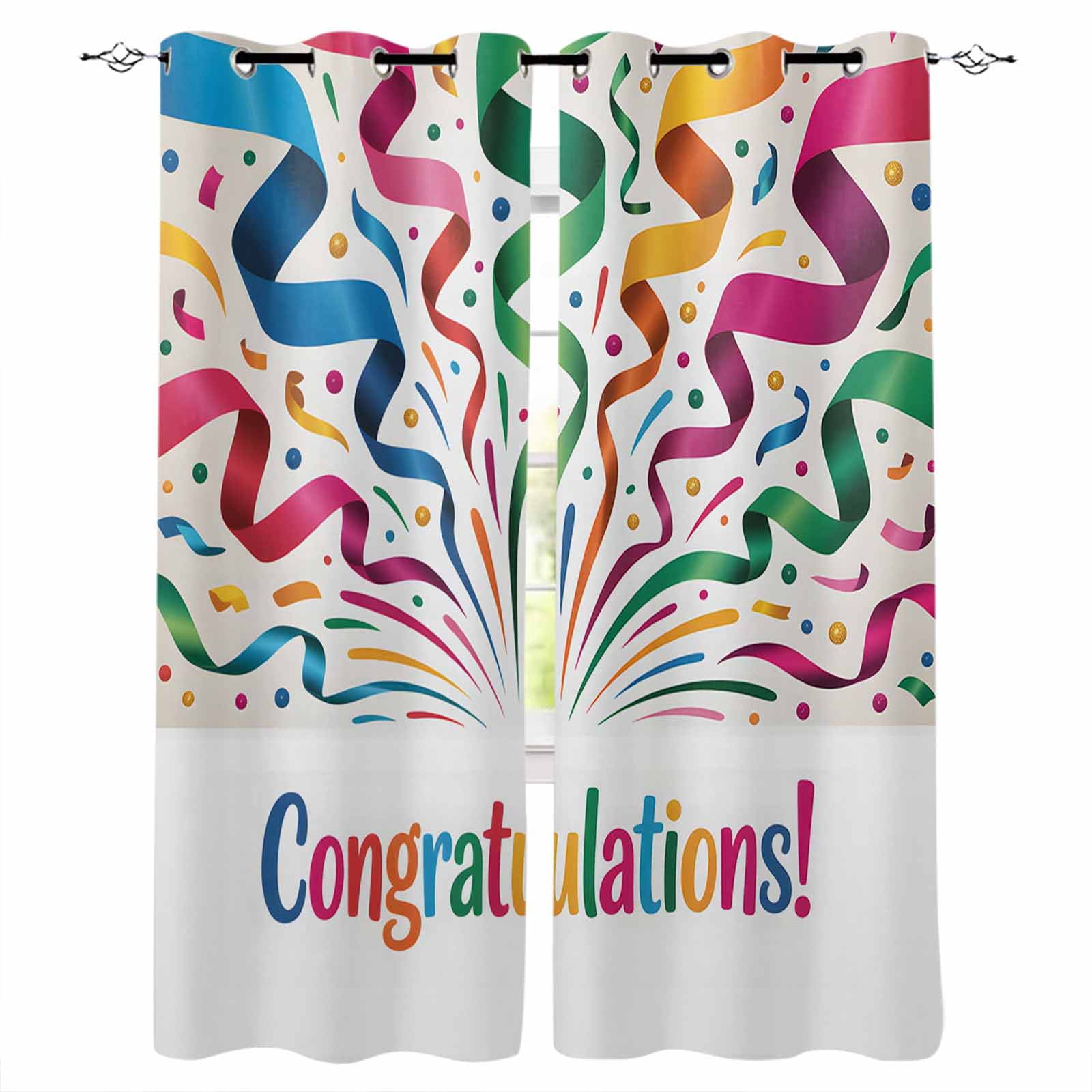 Colorful Congratulations Blackout Curtains for Bedroom Living Room ...