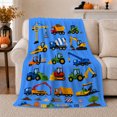 thumbnail image 1 of Colorful Construction Site Trucks Cranes Cartoonish Design, Playful Artistic Scene, Warm Flannel Blanket for Living Room and Bedroom, Bird Lovers Valentine's Day Gift, Artistic Home Decor, 1 of 9