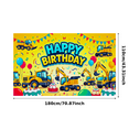 thumbnail image 1 of Colorful Construction Vehicle Themed Happy Birthday Backdrop Banner Party Decorations Background for Birthday Party Photography Props Kids Celebrations, 1 of 8