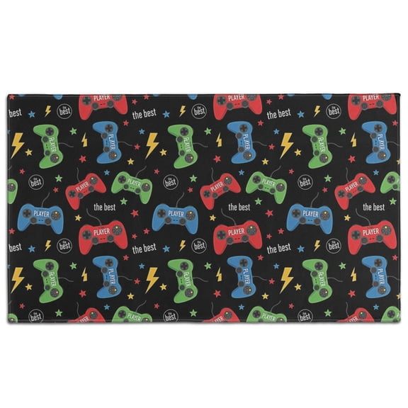 Colorful Controllers Games Black Pattern Door Rugs,Washable Non Slip Door Mats Indoor,Decorative Door Mats,Entry Mat Indoor for Entrance,Bedroom,Kitchen,Bathroom,17"x30"